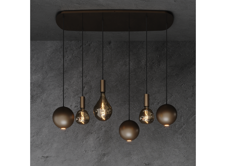 Hanging lamp 'Gerace' Danish Oval 110cm - Platinum - 6 lights light package