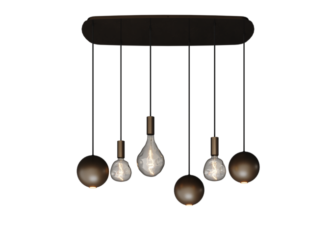 Hängelampe 'Gerace' Danish Oval - Platinum - 6 Lichter Lichtpaket