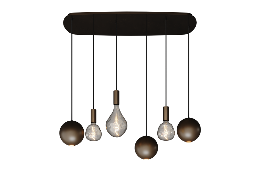 Hängelampe 'Gerace' Danish Oval - Platinum - 6 Lichter Lichtpaket
