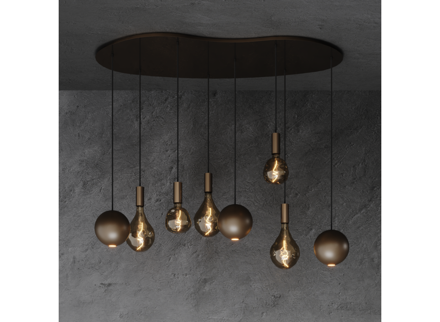Hanging lamp 'Gerace' Organic 140cm - Platinum - 8 lights light package