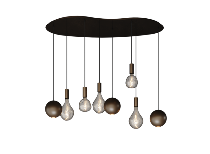 Hanging lamp 'Gerace' Organic - Platinum - 8 lights light package