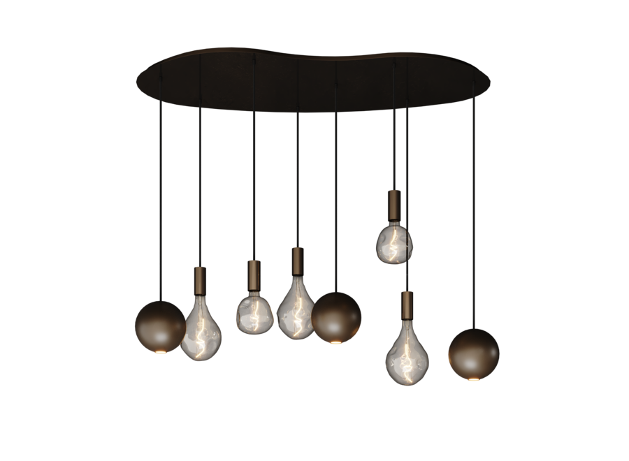 Lampe suspendue 'Gerace' Organic - Platinum - 8 lumières paquet lumière