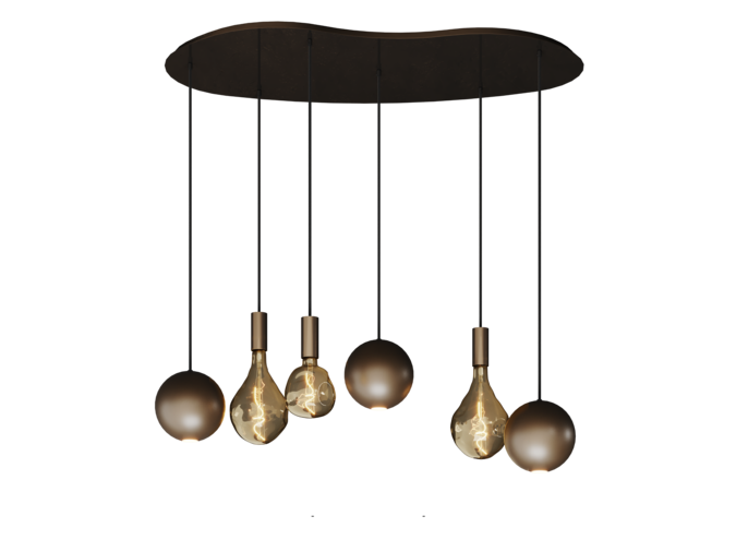 Hanging lamp 'Gerace' Organic - Platinum - 6 lights light package