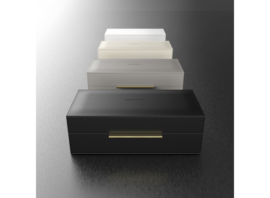 Storage box with lid 'Brownie' - Taupe / Gold