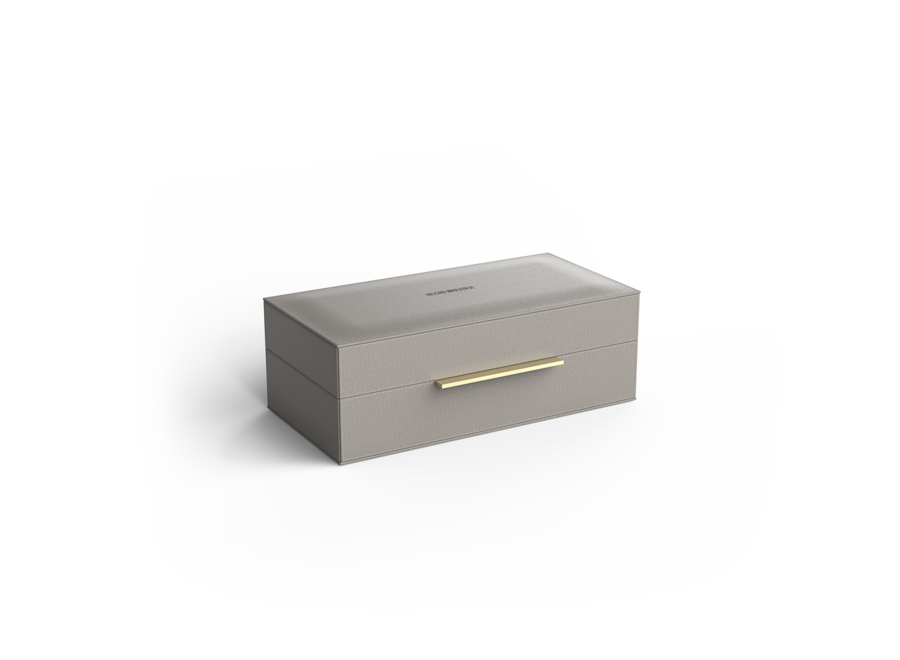 Storage box with lid 'Brownie' - Taupe / Gold