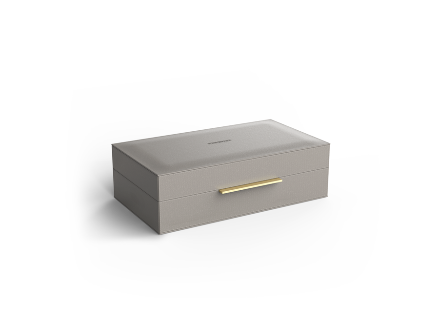 Storage box with lid 'Brownie' - Taupe / Gold