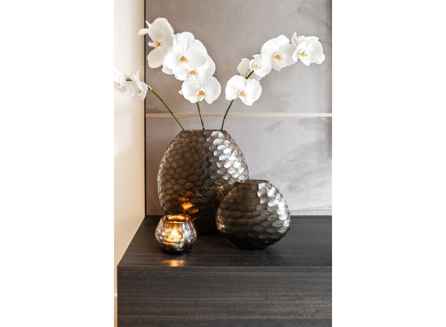 Vase 'Hematite' M - smoke grey