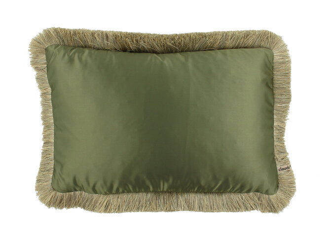 Cushion Dafne Army 44 + Fringe Gold