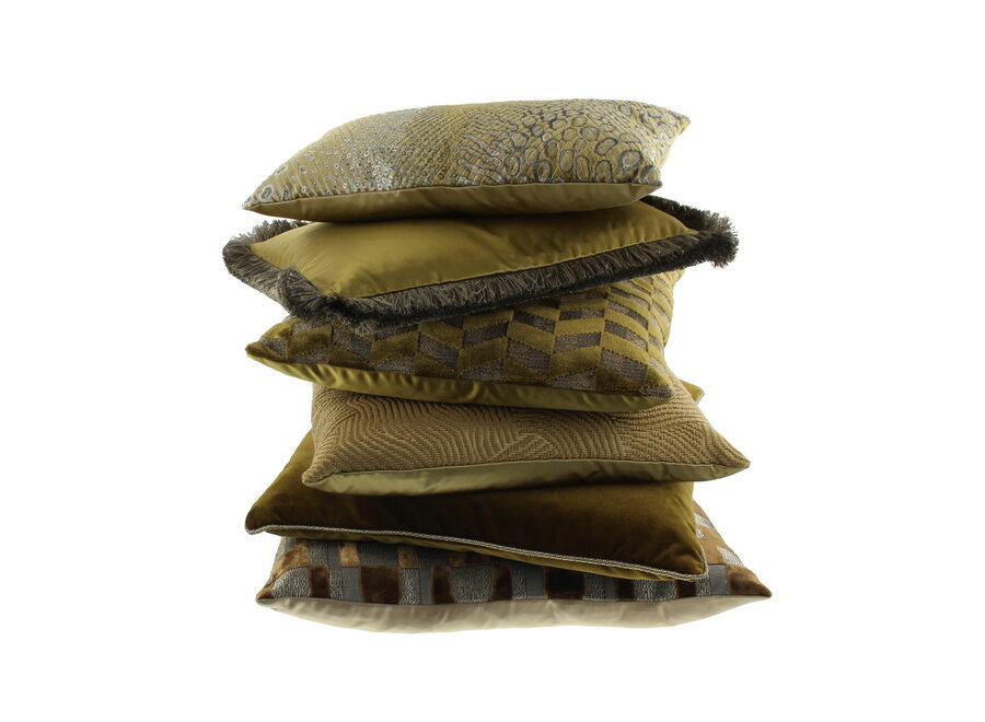 Decorative cushion Dafne Mustard 39 + Fringe Taupe