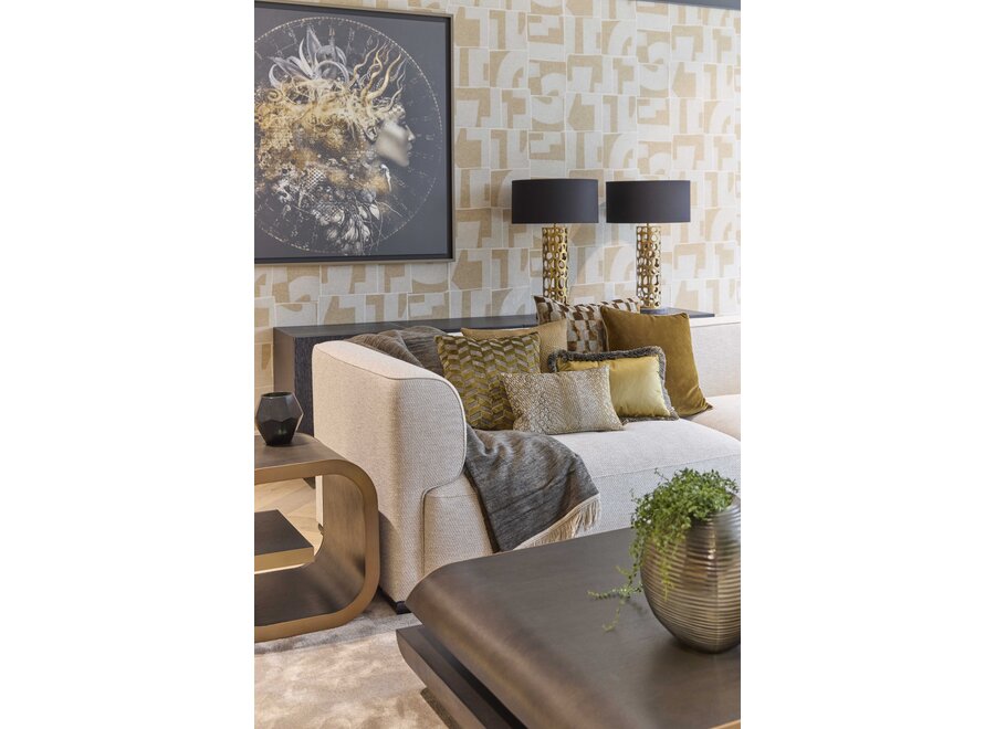 Decorative cushion Dafne Mustard 39 + Fringe Taupe