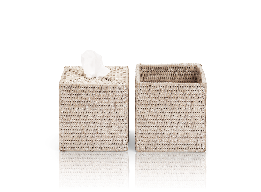 Taschentuchbox 'Basket' - Square - Light Rattan