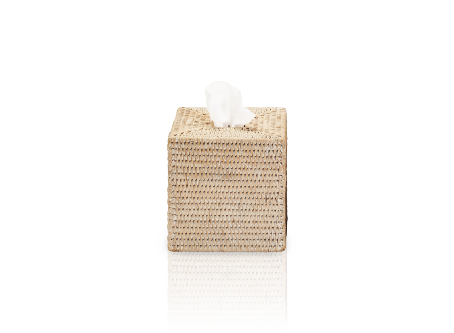 Tissue box Basket  - Square - Light Rattan