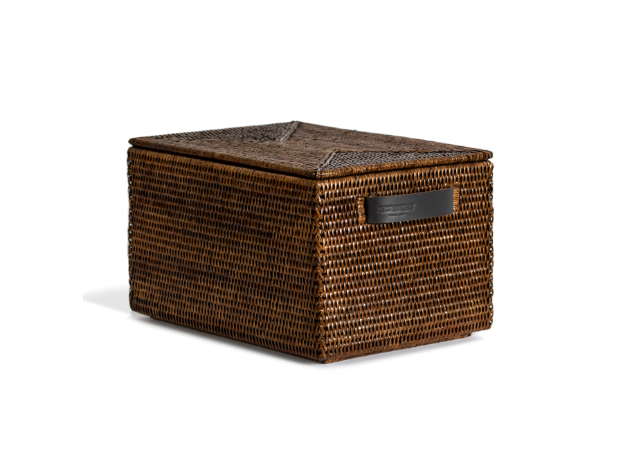 Storage box with lid  'Basket' - Dark Rattan