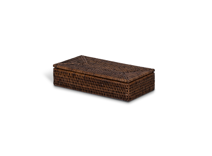 Storage box with lid Basket - Dark Rattan - S