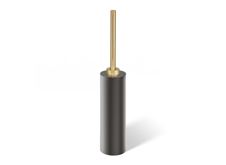 Toilet brush set 'Club' - Dark Metal / Matt Gold