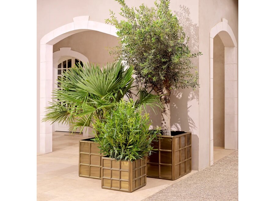 Planter 'Grid' - L - Brass