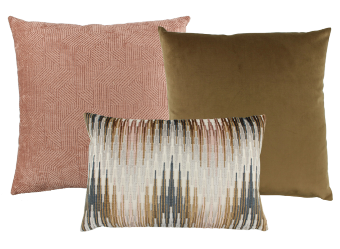 Kussencombinatie Camel/Marsala: Cenio, Astrid & Quincy