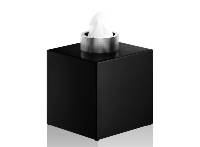 Tissue box Club - Square - Black matt / Chrome