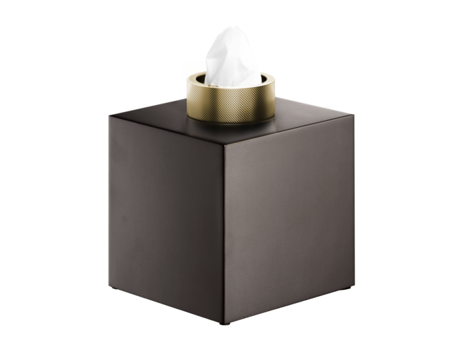 Tissue box Club - Square - Dark metal / Matt Gold
