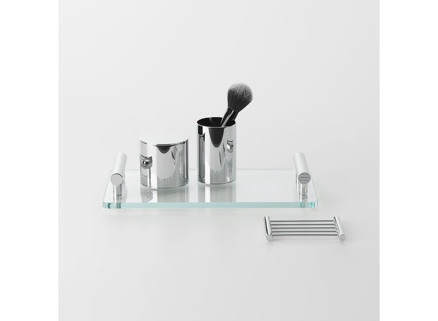 Tablett 'Club' - Chrome/Clear Glass