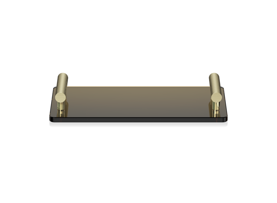 Tablett 'Club' - Matt Gold / Brown Glass