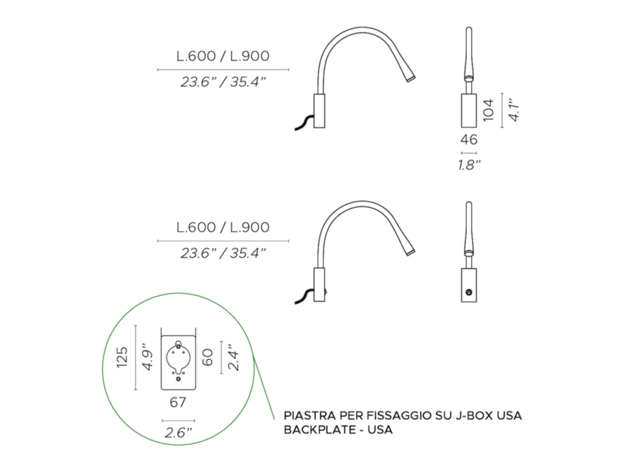 bed reading light 'Flexiled' 90cm