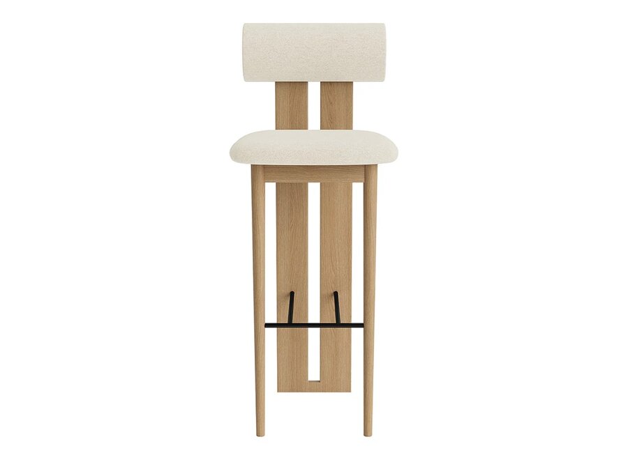 Tabouret de bar 'Hippo' - Bouclé & Natural Oak