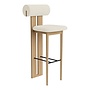 Bar stool 'Hippo' - Bouclé & Natural Oak