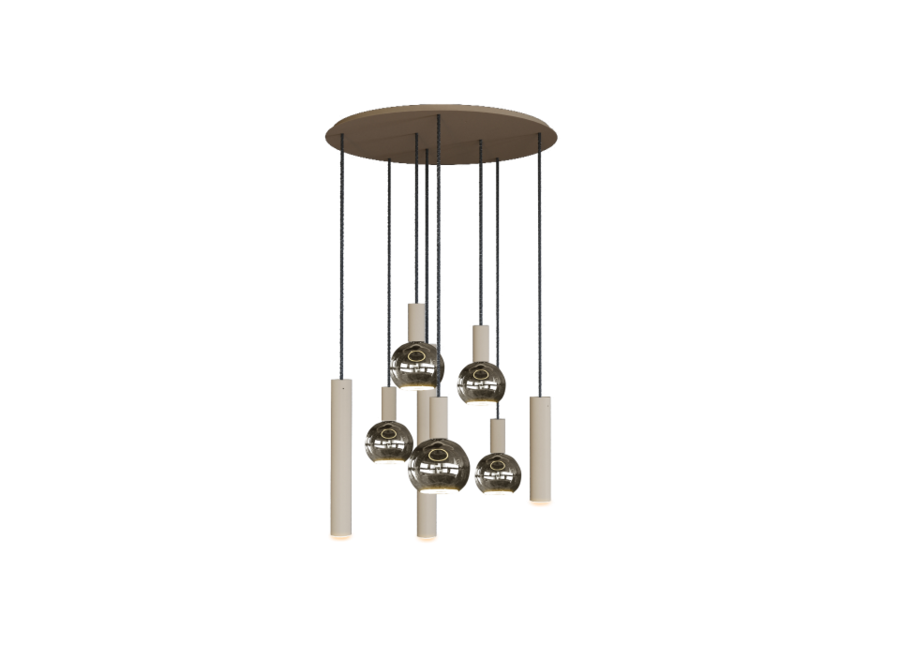 Hanging lamp 'Riva' Round - Quartz - 8 lights Segula light package