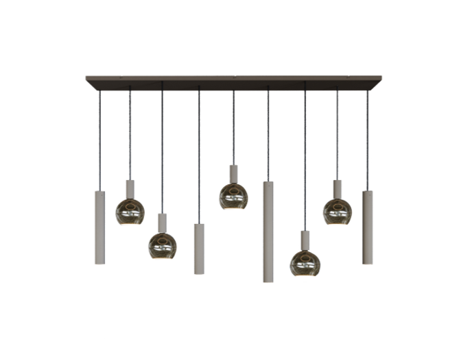 Hanging lamp 'Riva' Straight - Quartz 2 - 9 lights Segula light Paket