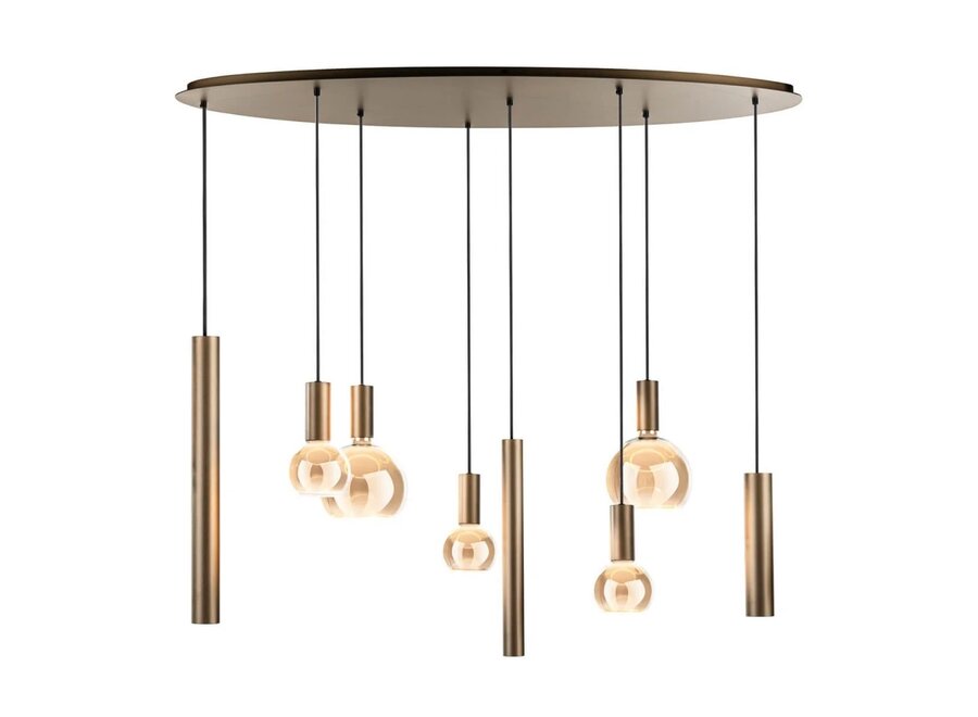 Hanging lamp 'Riva' Oval 140cm - Platinum - 8 lights Segula light package