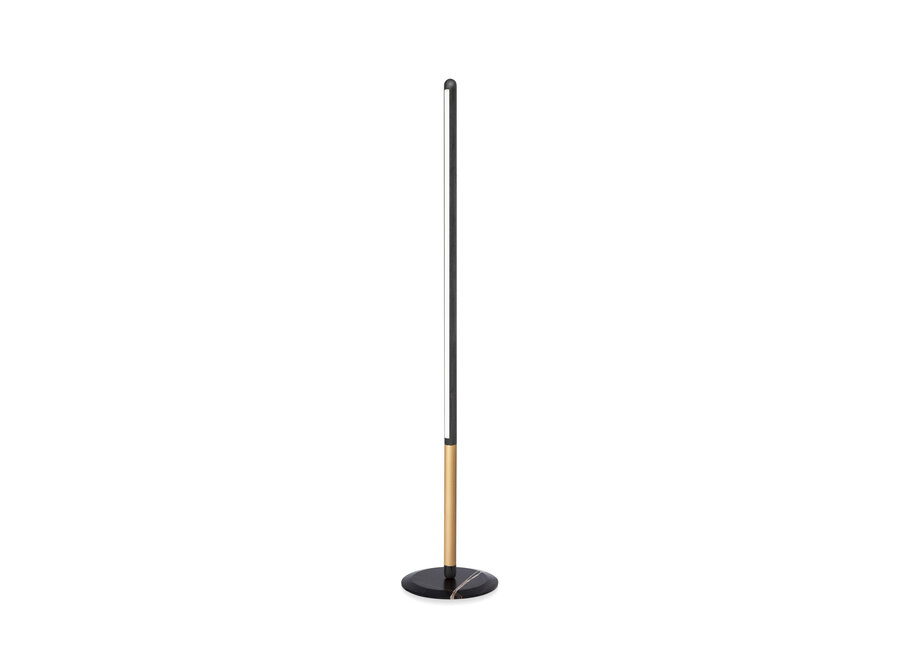 Vloerlamp 'LINEA UNO' - Black/Brass/Sahara Noir Marble