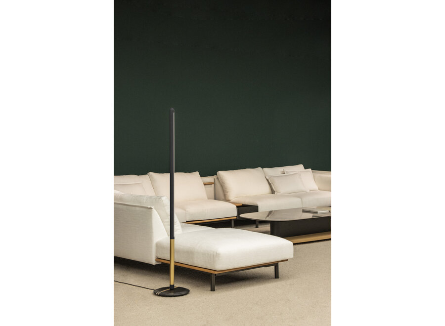 Floor lamp 'LINEA UNO' - Black/Brass/Sahara Noir Marble