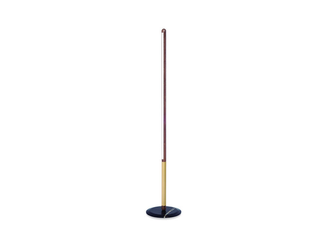 Vloerlamp 'LINEA UNO' - Walnut/Brass/Sahara Noir Marble
