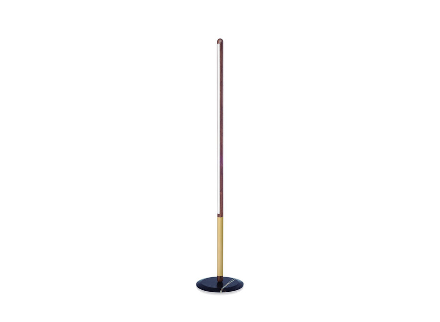 Lampadaire 'LINEA UNO' - Walnut/Brass/Sahara Noir Marble
