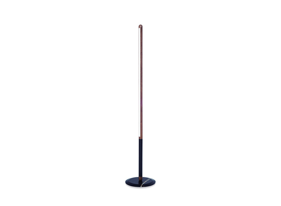 Floor lamp 'LINEA UNO' - Walnut/Graphite/Sahara Noir Marble