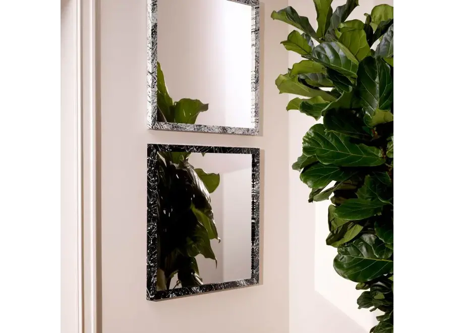 Miroir 'Reflection of Eccentricity' - White artistic wooden frame