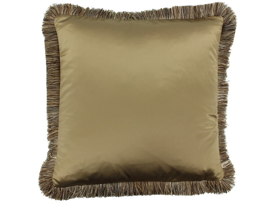 Sierkussen Dafne Dark Gold 922 + Fringe Bronze