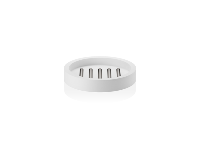 Soap dish Stone - White matt/ Stainless steel matt
