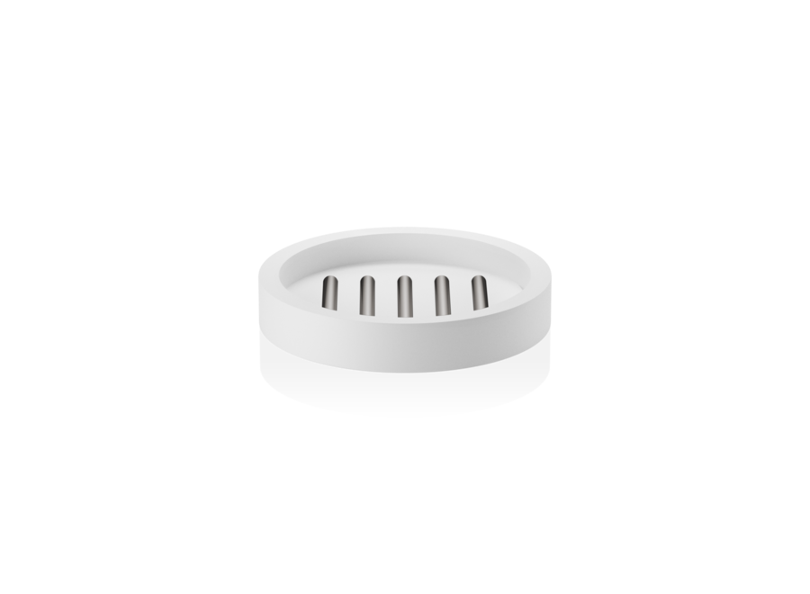 Soap dish Stone - White matt/ Stainless steel matt