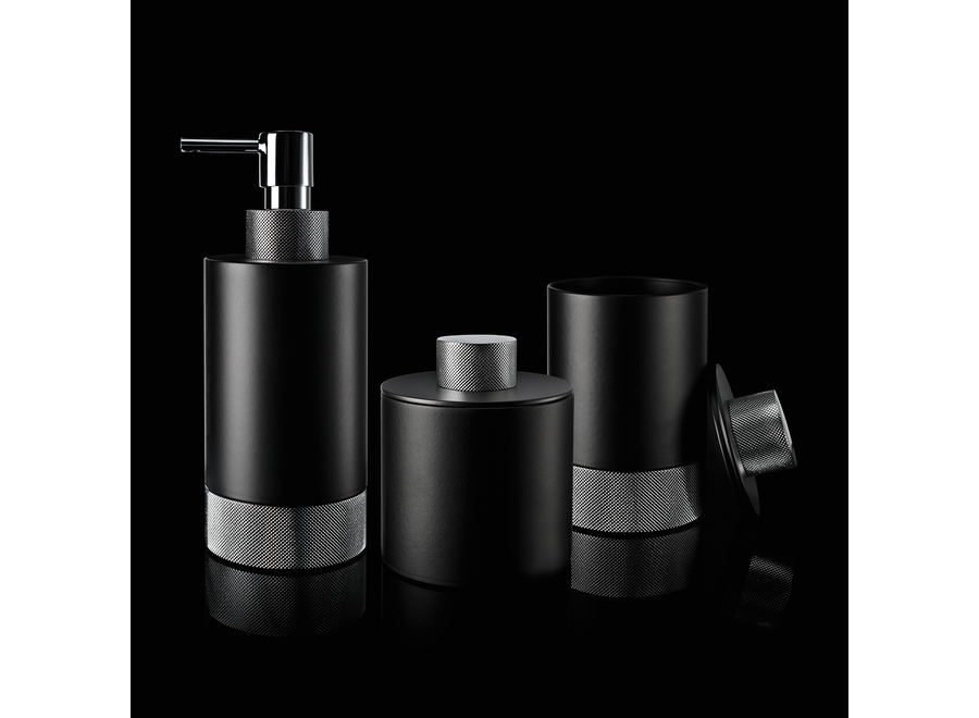 Opbergdoos met deksel 'Club' - Black matt / Chrome