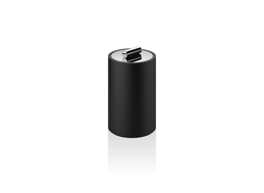 Opbergdoos met deksel 'Stone' - Black matt / Chrome