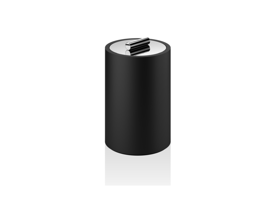Storage box with lid 'Stone' - Black matt / Chrome