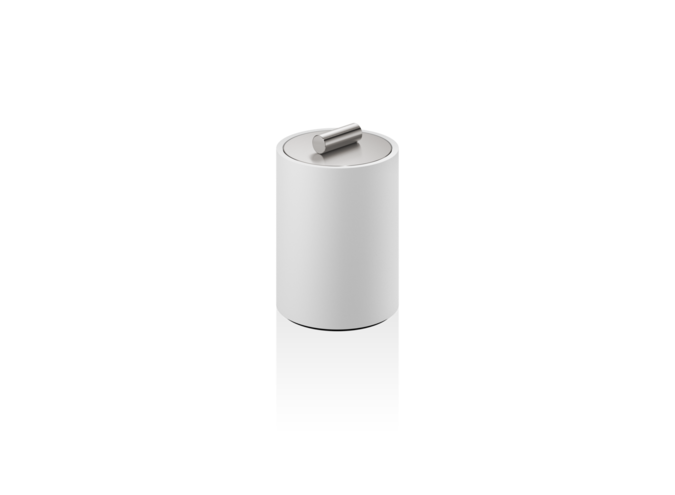 Storage box with lid Stone - White  matt/ Stainless steel matt