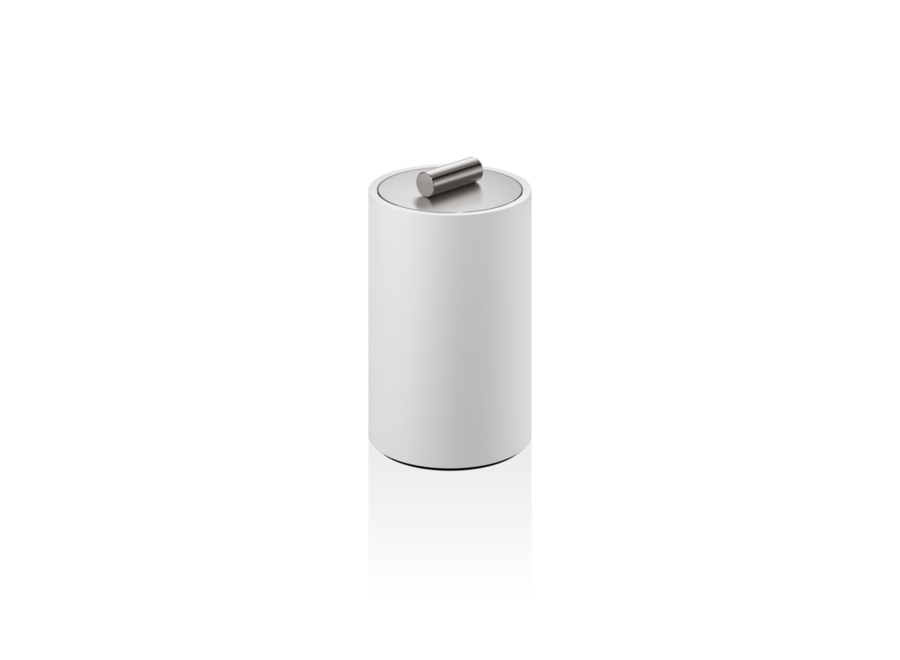Opbergdoos met deksel 'Stone' - White  matt/ Stainless steel matt