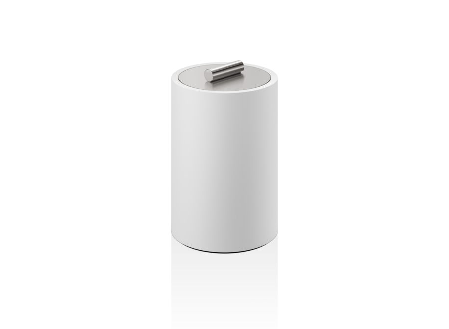 Aufbewahrungsbox mit Deckel 'Stone' - White  matt/ Stainless steel matt