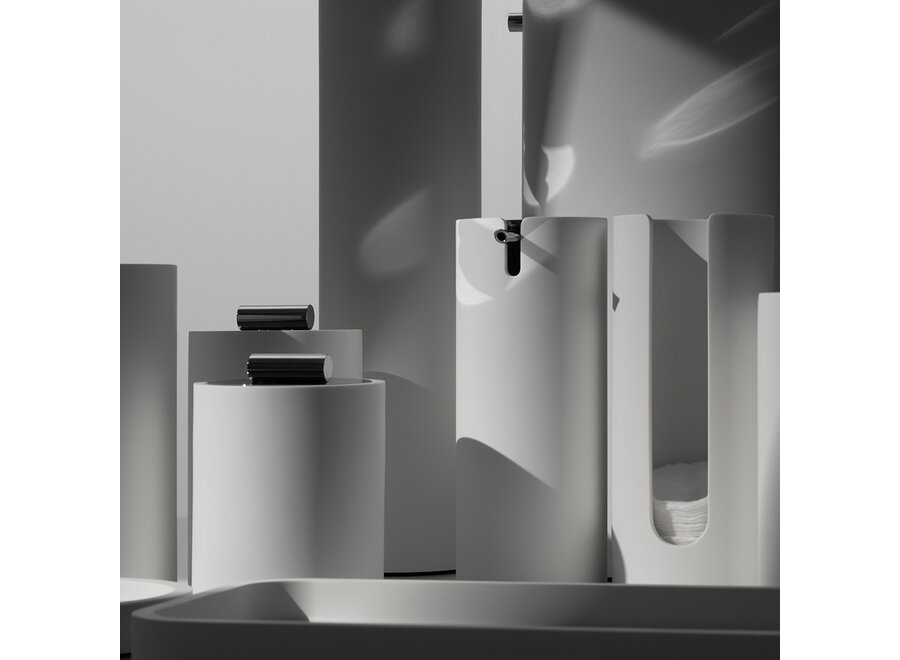 Prullenbak met deksel 'Stone'  - White / stainless steel polished