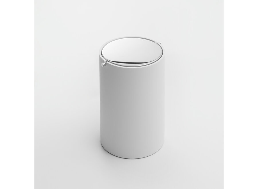 Prullenbak met deksel 'Stone'  - White / stainless steel polished