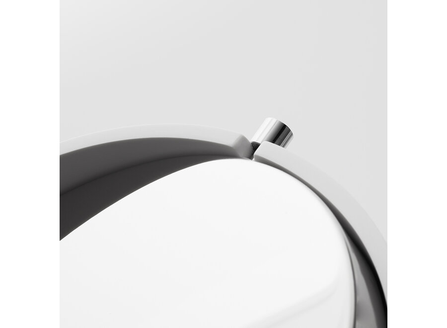 Papierkorb mit Deckel 'Stone'  - White / stainless steel polished