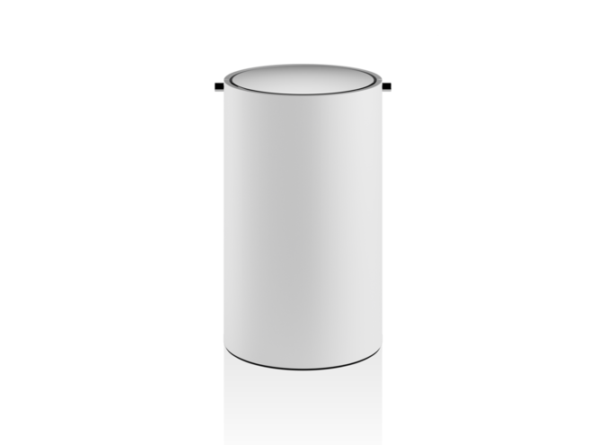 Paper bin with lid Stone - White / stainless steel polished